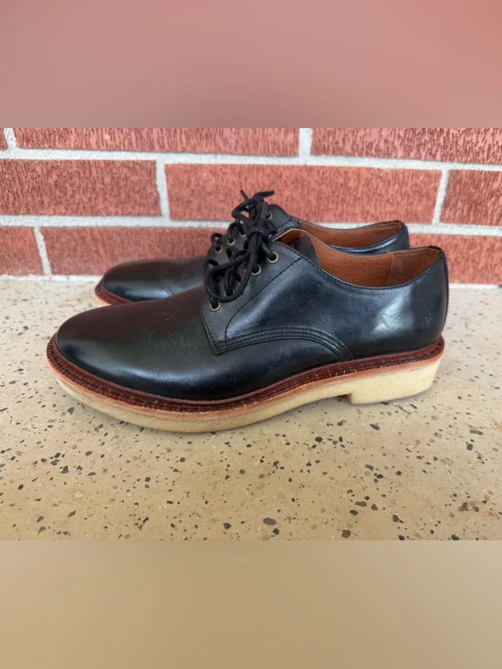 Frye Black Oxford Luke Leather Lace Up Dress Shoes men’s size‎ 7